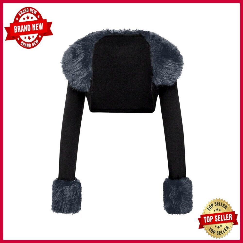 Fuzzy Shrug Cardigan Sweater Long Sleeve Open Front Cropped Outerwear